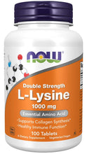 Load image into Gallery viewer, Now Foods L-Lysine Double strength 1000mg