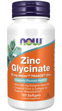 Load image into Gallery viewer, Now Foods Zinc Glycinate Softgels 120ct