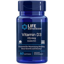 Load image into Gallery viewer, Life Extension Vitamin D3 175 mcg (7000 IU), 60 softgels