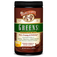 Load image into Gallery viewer, Barlean's Greens Powder Chocolate Silk Flavor 9.52oz
