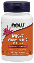 Load image into Gallery viewer, Now Foods MK-7 Vitamin K-2 100 mcg 60 Veg Capsules