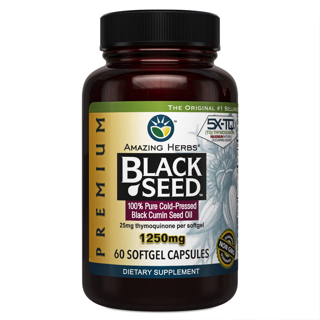 Amazing Herbs PREMIUM Black Seed Oil 60 Softgels 1250mg