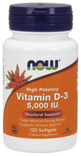 Load image into Gallery viewer, Now Foods Vitamin D3 5000 iu 120 softgel