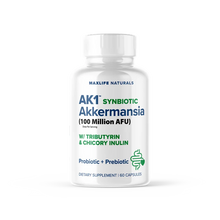 Load image into Gallery viewer, MaxLife Naturals AK1 Synbiotic Akkermansia – 100 Million AFU | Gut Health Probiotic + Prebiotic | 60 Capsules
