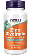 Load image into Gallery viewer, Now Foods Zinc Glycinate Softgels 120ct
