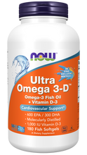 Load image into Gallery viewer, Now Foods Ultra Omega 3-D™ (Fish Gelatin) - 180 Fish Softgels
