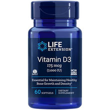 Load image into Gallery viewer, Life Extension Vitamin D3 175 mcg (7000 IU), 60 softgels
