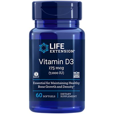 Life Extension Vitamin D3 175 mcg (7000 IU), 60 softgels
