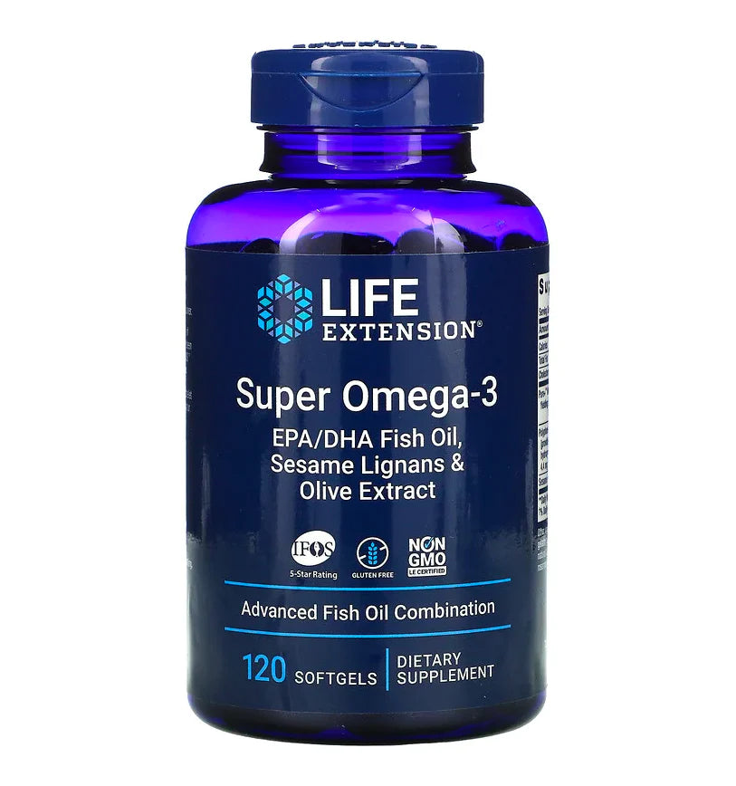 Life Extension Super Omega-3 EPA/DHA Fish Oil, Sesame Lignans & Olive Extract 120 softgels