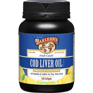 Barlean's Cod Liver Oil Fresh Catch® Softgels Lemonade Flavor 100ct