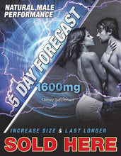 Load image into Gallery viewer, 5 Day Forecast Pill Sexual Enhancement 1600 mg Case of 30 capsules
