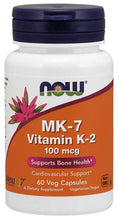 Load image into Gallery viewer, Now Foods MK-7 Vitamin K-2 100 mcg 60 Veg Capsules
