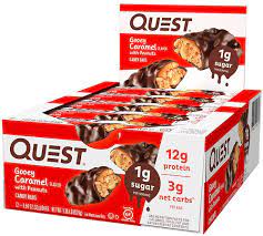 QUEST GOOEY CARAMEL WITH PEANUTS CANDY BARS 12/BOX